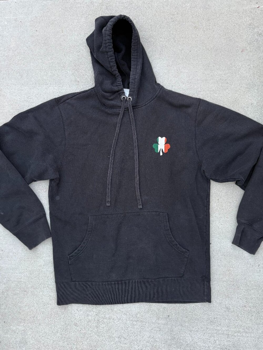 Vintage Y2K Old Navy Black Oversized Hoodie with Irish Shamrock Classic Men's M